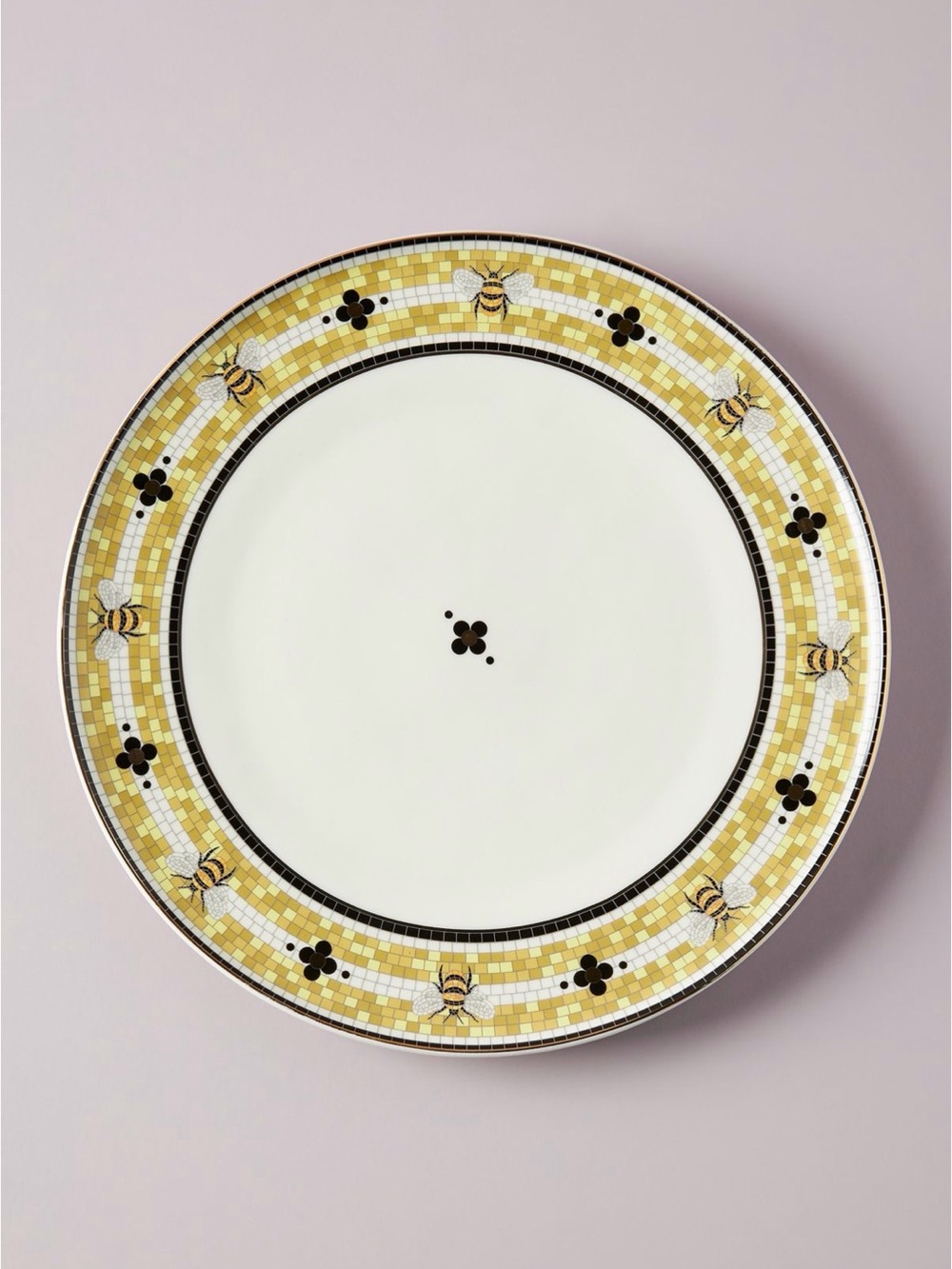 Anthropologie bistro tile 24K gold accent garden dessert plate set of 4